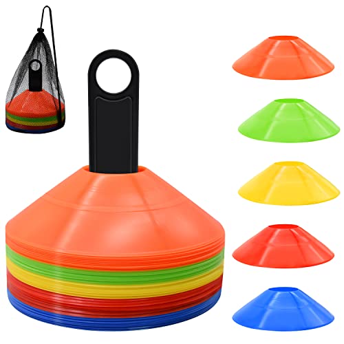25/50/100pcs Disc Cones, Agility Soccer Cones with Carry Bag and Holder - color: 50pcs