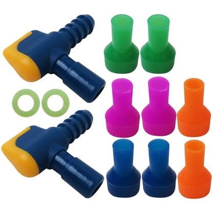 8X Bite Valve Replacement Silicone Mouthpieces Compatible for Most Brands with 2 Pieces Shut Off Valve and Tube Compatible for Hydration Pack Bladder (Green, Orange, Blue, Purple)