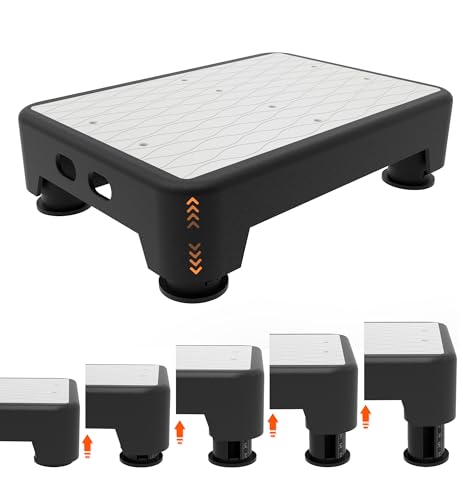 5-Level Adjustable Step Stool, 700 LBS Capacity Safety Bed Step for Seniors, Exercise Setp Platform, Portable Stair Assist for Elderly, Wide Step up for Kitchen, Car, Bedside & Shower, White - color: White Mat+black Step