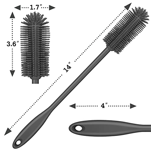 Silicone Bottle Brush, Long Handle Bottle Cleaner Brush, Charcoal - color: Charcoal