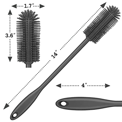 Silicone Bottle Brush, Long Handle Bottle Cleaner Brush, Charcoal - color: Charcoal