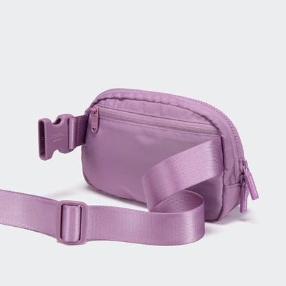 Pander Nylon Fanny Pack for Women, Two-Way Zipper Crossbody Bag - color: Light Purple