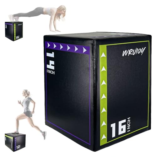 Versatile Non Slip Jump Box Exercise 3-in-1 Foam Plyometric Jump Box for Home Gym Training Fitness - color: Black