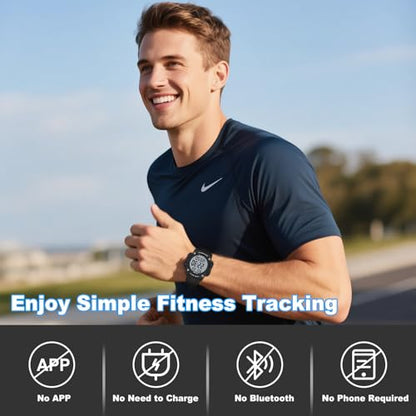 AVTREK Pedometer Watch for Walking Steps and Miles No Bluetooth/APP Needed - color: Black
