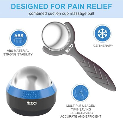 iECO Massage Ice Roller Ball Cold & Heat Therapy Plantar Fasciitis Roller - color: Blue+black