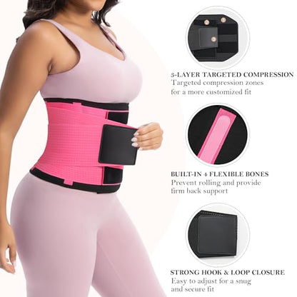 YIANNA Waist Trainer Sauna Sweat Waist Cincher Tummy Control Body Shaper - color: Full Rose, size: Medium
