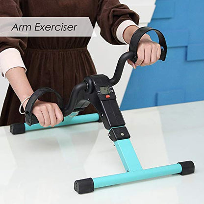 Folding Pedal Exerciser, Mini Exercise Bike Under Desk Bike - color: Green