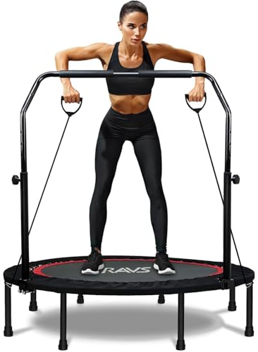 RAVS 40/48" Exercise Rebounder Trampoline for Adults, Handlebar, Indoor - size: 48-inch
