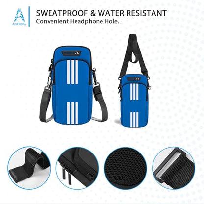 Running Armband, Cell Phone Purse Small Crossbody Bags for Women Men Kids Pouch for iPhone 15/14/13 pro/Plus/xs/xr/xs max, Galaxy S22 Ultra and More - color: Blue with Crossbody Strap&Hook