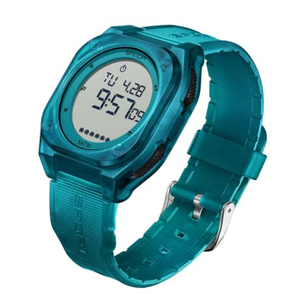 FANMIS Men's Digital Sports Watch Big Face Stopwatch Outdoor Rubber Strap - color: Turquoise Blue