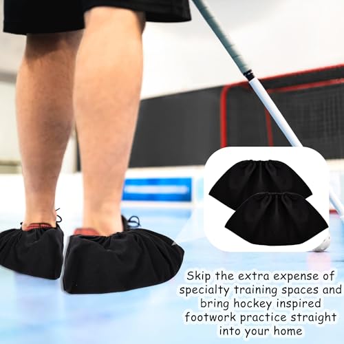 4 Pairs Black Slide Board Booties Smooth Gliding Board Shoe Covers for Exercise Hockey Dryland Training and Home Fitness Sliders