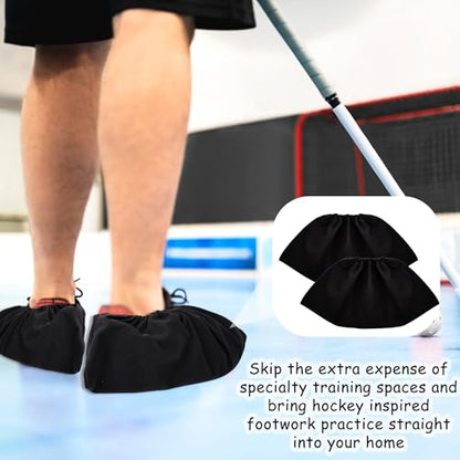 4 Pairs Black Slide Board Booties Smooth Gliding Board Shoe Covers for Exercise Hockey Dryland Training and Home Fitness Sliders