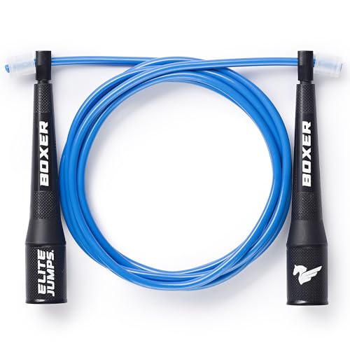 EliteSRS 10 Foot Outdoor Rated 5Mm Pvc, Boxer Jump Rope 3.0 with Smooth Action Polymer Handles and Ergonomic Slip-Resistant Dimpled Grips - color: Blue