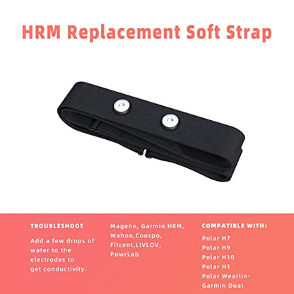 Comfortable Heart Rate Chest Replacement Strap for Polar H10 H9 Garmin Wahoo Coospo PowrLab Fitcent Magene MOOFIT IGPSPORT - color: Black