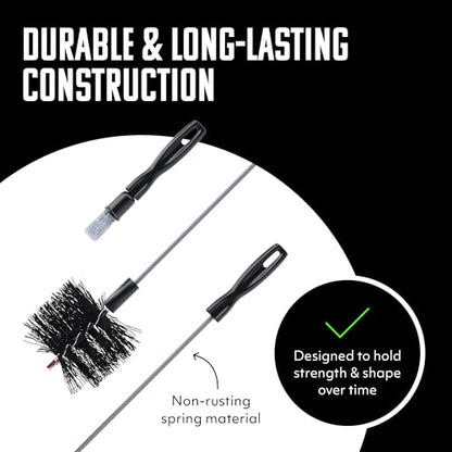 Brushtech Pellet Stove Cleaning Brush Kit, 3 inch Vent Pipe, 10 ft Rod