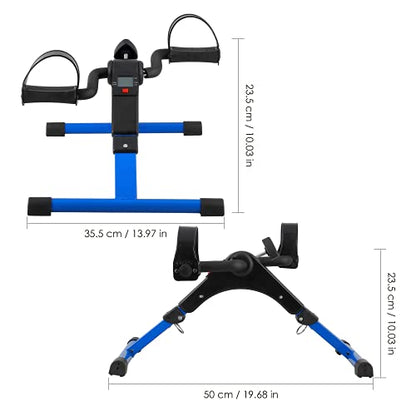Folding Pedal Exerciser, Mini Exercise Bike Under Desk Bike - color: Blue