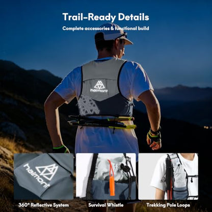 Haimont 8L Trail Running Hydration Vest with Soft Flasks - color: Grey, size: Small