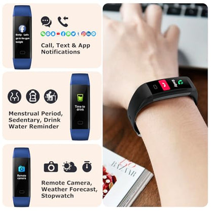 Fitness Tracker with Step/Distance/Calories Counter for Women Men - color: Black