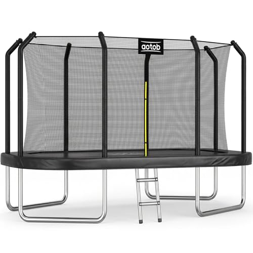 AOTOB 12 FT/14 FT Rectangle Trampoline with Net - color: Black, size: 12 FT