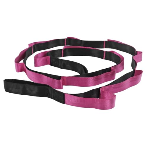 Nylon Webbing Neoprene Stretch Band Non-elastic Pull Strap Longened Yoga Training Belt Auxiliary Rope for Split Leg Dance and Body Stretching - color: Purple