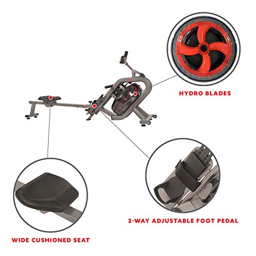 Sunny Health & Fitness Sunny Health & Fitness AquaStrive Series Smart Water Rower, 300LB Capacity Plus Dynamic Hydro Resistance for Home Cardio Workout, Free SunnyFit Training App Connection - size: 42" Rail - Classic