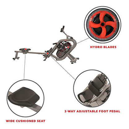 Sunny Health & Fitness Sunny Health & Fitness AquaStrive Series Smart Water Rower, 300LB Capacity Plus Dynamic Hydro Resistance for Home Cardio Workout, Free SunnyFit Training App Connection - size: 42" Rail - Classic