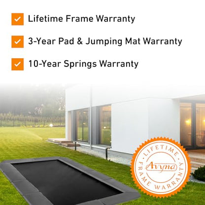 Avyna Premium In-Ground Trampoline – Outdoor Trampoline for Kids and Adults with Advanced Safety Features - size: 10x14' FT