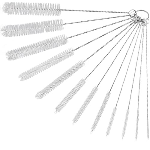 Ixiaoyoo 12 Pcs Straw Cleaner Brushes Set, 8.2 Inch Nylon Cleaning Brush - color: 8.2 Inch White Cleaning Brushes
