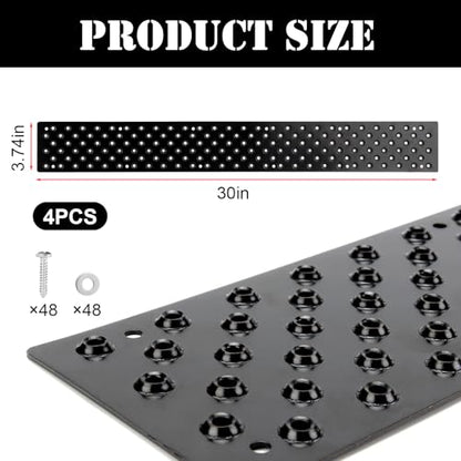 4 Pcs Anti Slip Outdoor Stair Treads for Wooden Steps, 30 x 3.75 Inch Metal Anti Slip Stair Treads with Screws, Non Slip Stair Treads Screw Down Stair Grips Strips for Porch Ramp Deck Steps