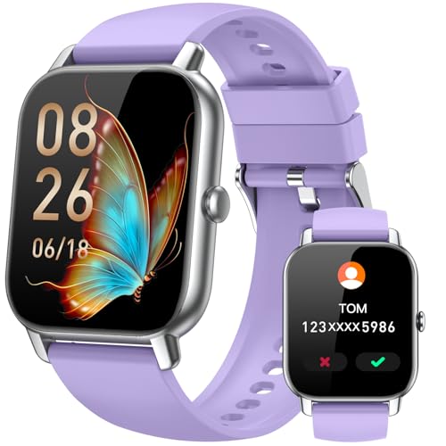 Smart Watches for Men Women, Fitness Tracker with Activity Counter/Sleep Monitor, IP68 Waterproof Smart Watch for Android iPhone iOS Compatible (Lavender, 1.83) - color: Lavender