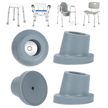 supregear Shower Chair Leg Caps 1 inch, Heavy Duty Rubber Feet, Fits 1" OD Sloped Round Legs Only, Non-Slip Replacement for Bath Stool & Transfer Bench, 4 Pack, Grey-25mm - color: Grey