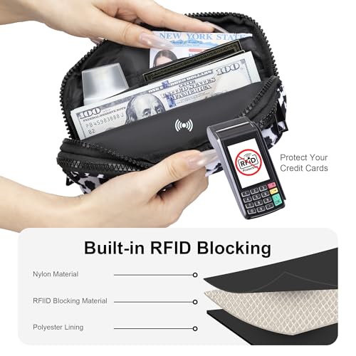 FODOKO Wristlet wallets for Women RFID crossbody bags with 4 Zippers - color: Black-1