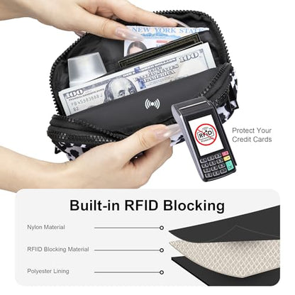 FODOKO Wristlet wallets for Women RFID crossbody bags with 4 Zippers - color: Black-1