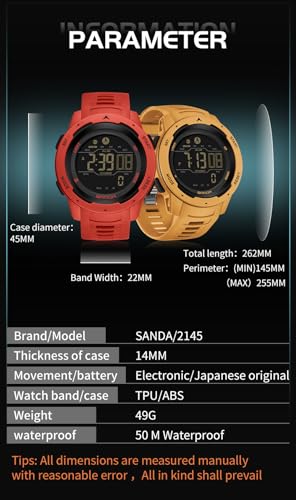 FANMIS Men's Digital Outdoor Sports Watch Pedometer Watch Water Resistant - color: X Red
