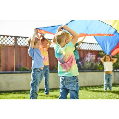 Excellerations Brawny Tough 20-Foot Rainbow Play Parachute for Kids with 16 Handles, Kids Toy (Item # P20) - size: 20' Diameter