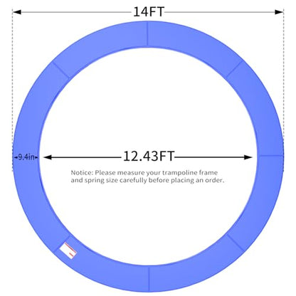 ACWARM HOME 16FT/15FT/14FT/12FT/10FT Trampoline Safety Pad Replacement, Round Trampoline Spring Protection Cover, Fits 16FT/15FT/14FT/12FT/10FT Frames, Water-Resistant Trampoline Accessories - color: Blue, size: 14FT