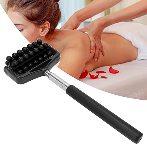 Telescopic Massage Roller Massager for Back and Body, Deep Tissue Scratching Tool with Adjustable Length, Portable Roller for Muscle Relaxation and (Black)