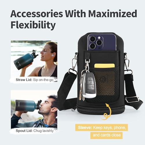 WixByti 64oz Insulated Water Bottle, Half Gallon Stainless Steel Water Jug - color: Blue/Black Gradient, size: 64 Ounces