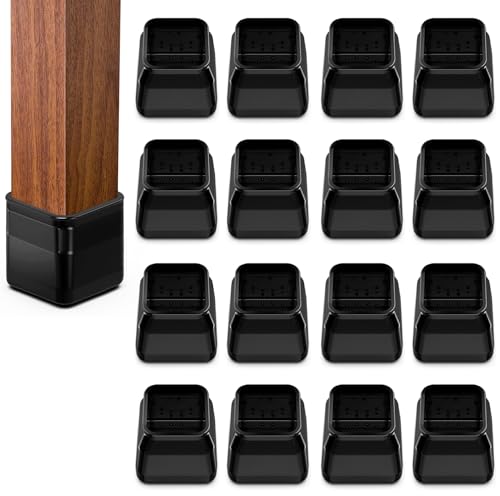 BAIPOK 16Pcs Square Chair Leg Floor Protectors for Hardwood Floors - color: Black-16pcs, size: Square S (0.90'' -1.22'')