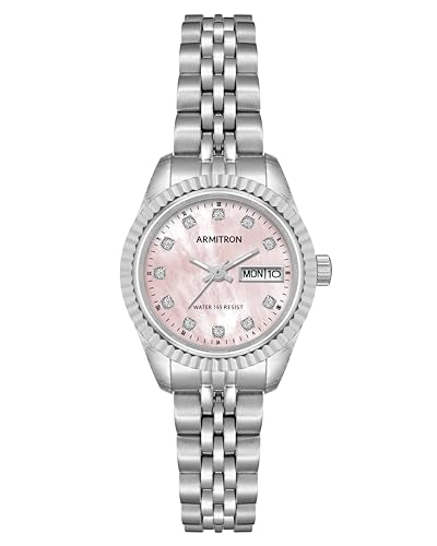 Armitron Women's Genuine Crystal Accented Bracelet Watch, 75-2475 - color: Silver/Pink