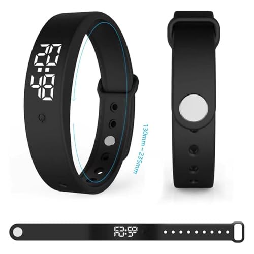 Vibrating Alarm Clock Watch for Heavy Sleepers, Silent Wake Up Bracelet & Smart Wristband, Wearable Vibration Wrist Alarm, Non-Audible Sleep Wristband for Men & Women, Black