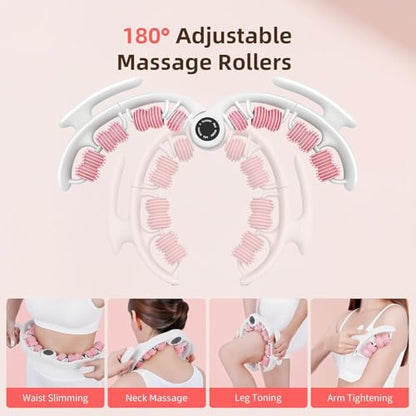Cellulite Massage Roller for Legs, Anti Cellulite Massage Tool with Detachable Handle, Cellulite Remover for Legs, Lymphatic Drainage & Deep Tissue Pain Relief (Pink) - color: Pink