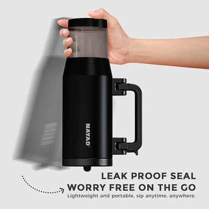 23oz Insulated Tumbler with Foldable Handle & 10oz Snack/Pill Container - color: black