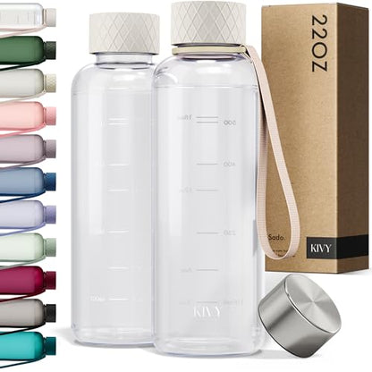 KIVY Slim Water Bottle 22oz Tritan - Lightweight & Shatterproof - BPA-Free - color: 04 Cream Clear, size: 22oz
