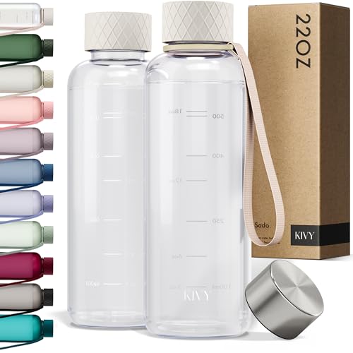 KIVY Slim Water Bottle 22oz Tritan - Lightweight & Shatterproof - BPA-Free - color: 04 Cream Clear, size: 22oz