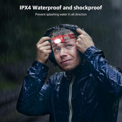 Lepro Rechargeable LED Headlamp Bright Waterproof Headlight 2 Pack - Red - color: Red