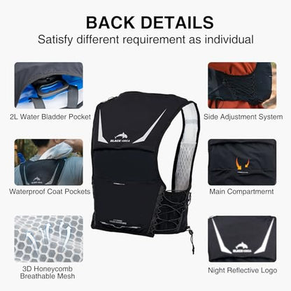 Running Hydration Vest for Men, Lightweight Running Vest with 2L Water Bladder, Hydration Backpack for Marathon, Trail, Cycling, Hiking, Jogging - size: Large