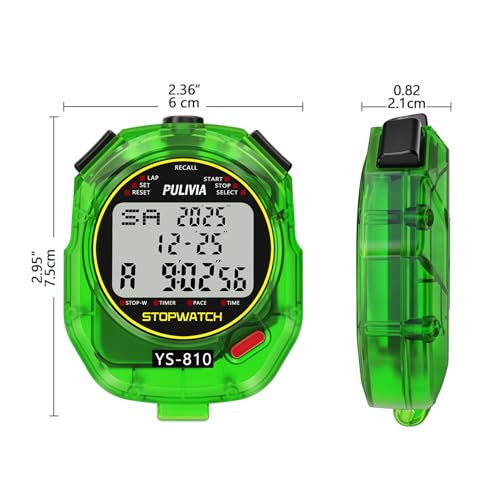 Stopwatch Timer Multi Splits/Laps Digital Stop-Watch for Sports - color: Green