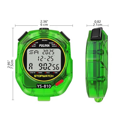Stopwatch Timer Multi Splits/Laps Digital Stop-Watch for Sports - color: Green
