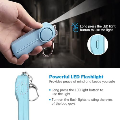 Safesound Personal Alarm: Your 130dB Self-Defense Companion - Keychain Emergency LED Flashlight - Security and Protection for Women, Girls, Kids, and The Elderly (White, 1) - color: White